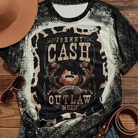 Johnny Cash Casual Short Sleeve Tee for Spring & Summer - Picture 1 of 3